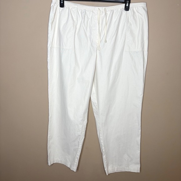 L.L. Bean Pants - LL Bean Classic Fit Beige Cotton Pull On Drawstring Pants 2X Plus Casual Comfort